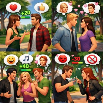 Animated Avatar Social Interaction in Sims Style