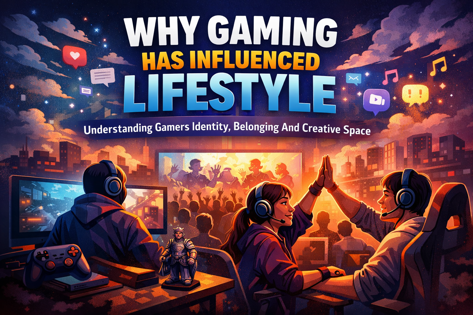 Gaming culture shining in vibrant lights